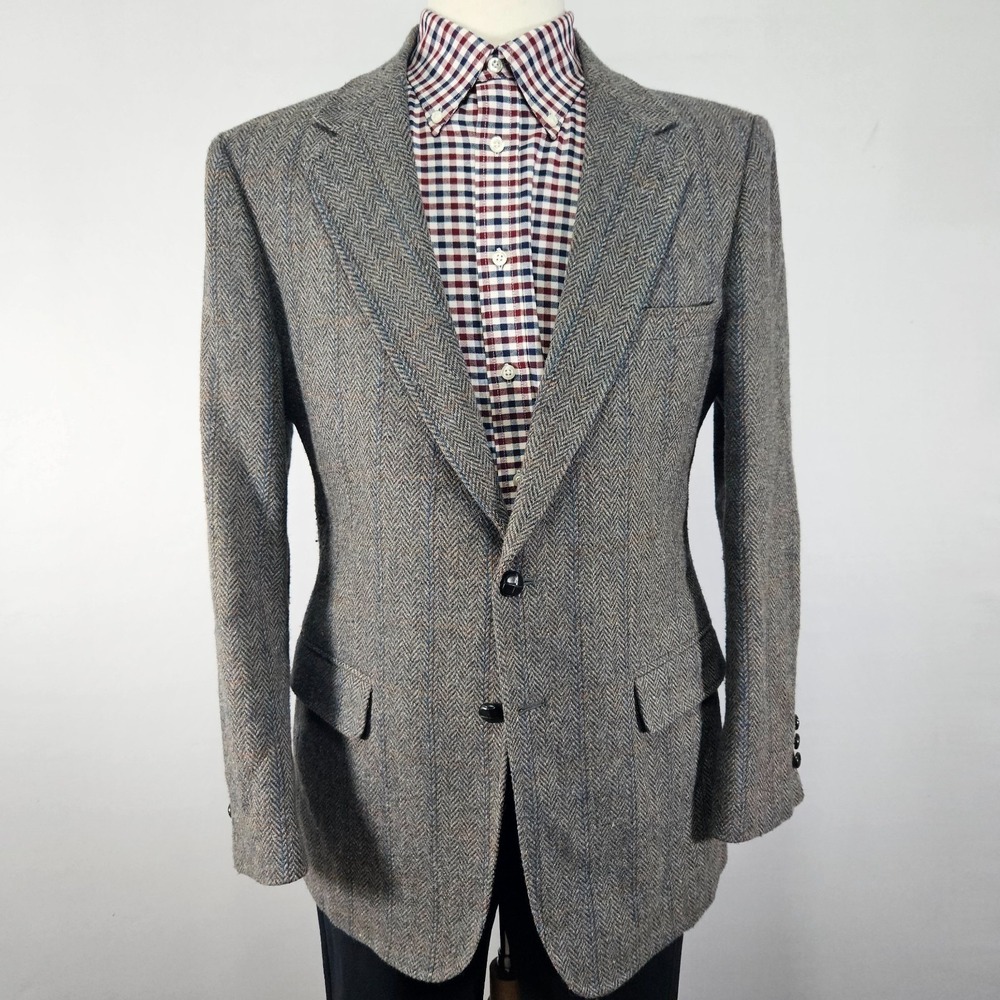 Austin Manor Men's Tweed Sport Coat Blazer Two Button Brown Gray herringbone 42R